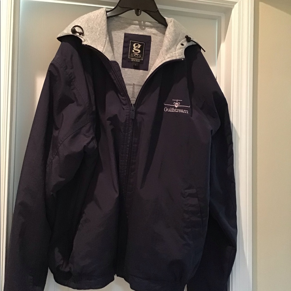 Gulfstream flannel lines waterproof jacket. Navy blue with grey lining